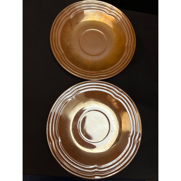Set of 6 FireKing Peach Luster Oven Ware Saucers 6” Diameter - Picture 3 of 7